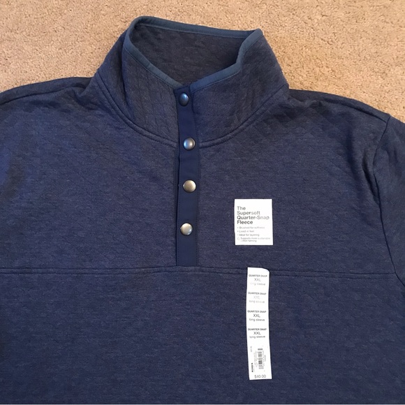 Sonoma Fleece Pullover NEW Adult Size XXL 2XL Blue Quarter Snap Pockets Unisex - Picture 2 of 12